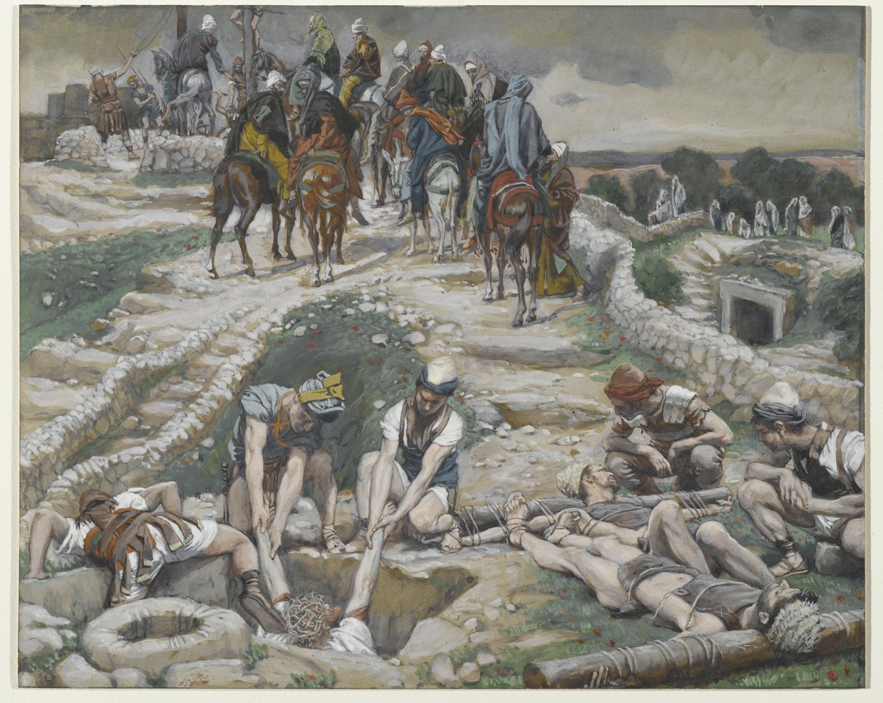 Jezus wyjęty z cysterny, ilustracja z Życia naszego Pana Jezusa Chrystusa, 1886-94 (wc nad grafitem na papierze) autorstwa James Jacques Joseph Tissot
