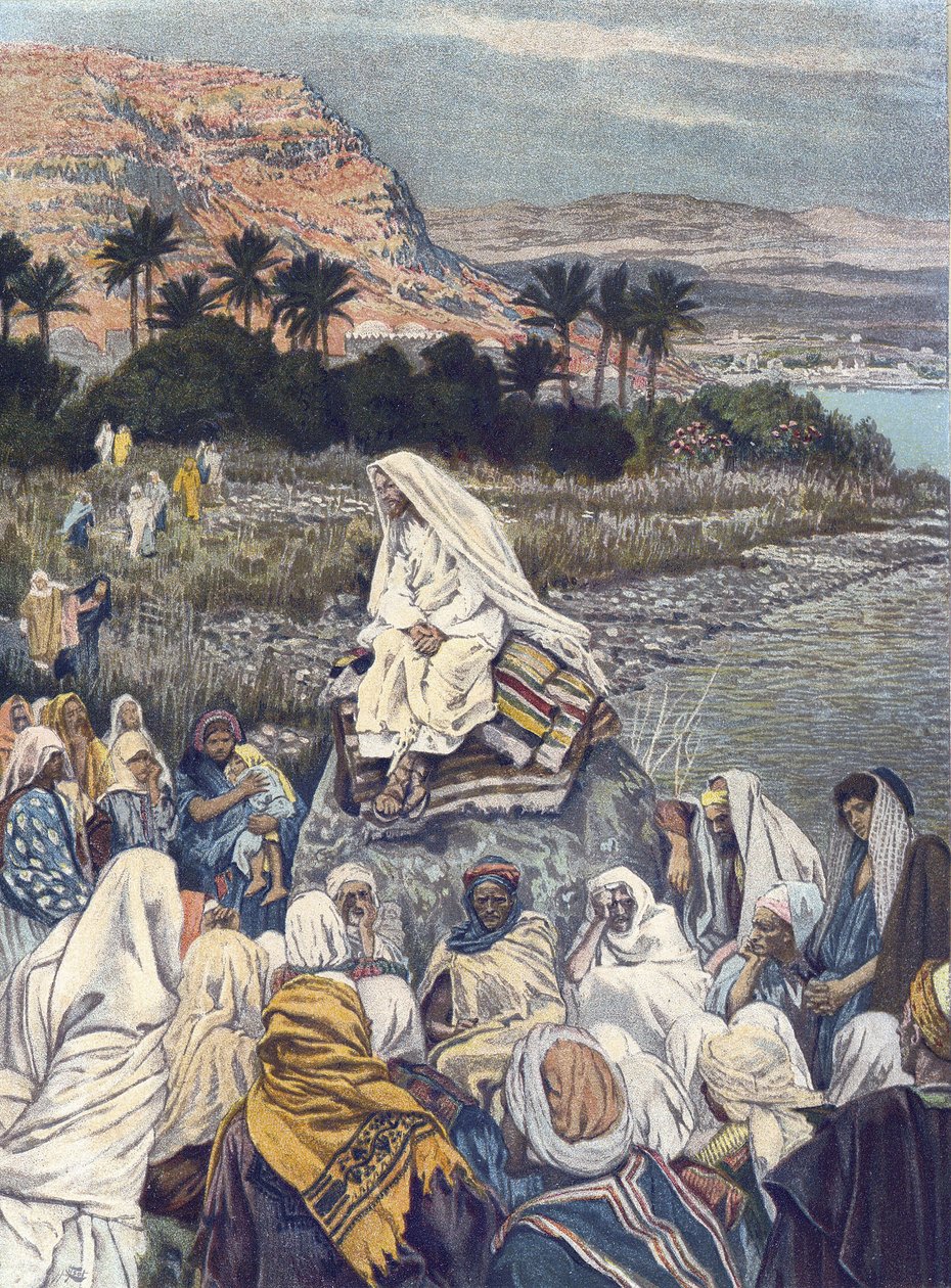 Jezus naucza na brzegu — Jezus naucza na brzegu morza — z „Życia naszego Pana Jezusa Chrystusa”” — 1899 James Tissot — Życie naszego Pana Jezusa Chrystusa — Jacques Joseph (Jacques Joseph) Tissot dit James Tissot (1836-1902) autorstwa James Jacques Joseph Tissot