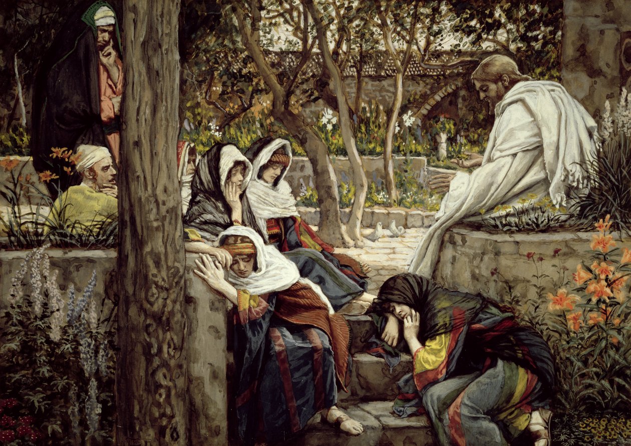 Jezus w Betanii, ilustracja do Życia Chrystusa, ok. 1886-1896 (gwasz na tekturze) autorstwa James Jacques Joseph Tissot