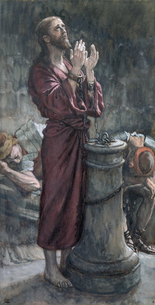 Jezus w więzieniu, ilustracja do Życia Chrystusa, ok. 1884-96 (toaleta i gwasz na tekturze) autorstwa James Jacques Joseph Tissot