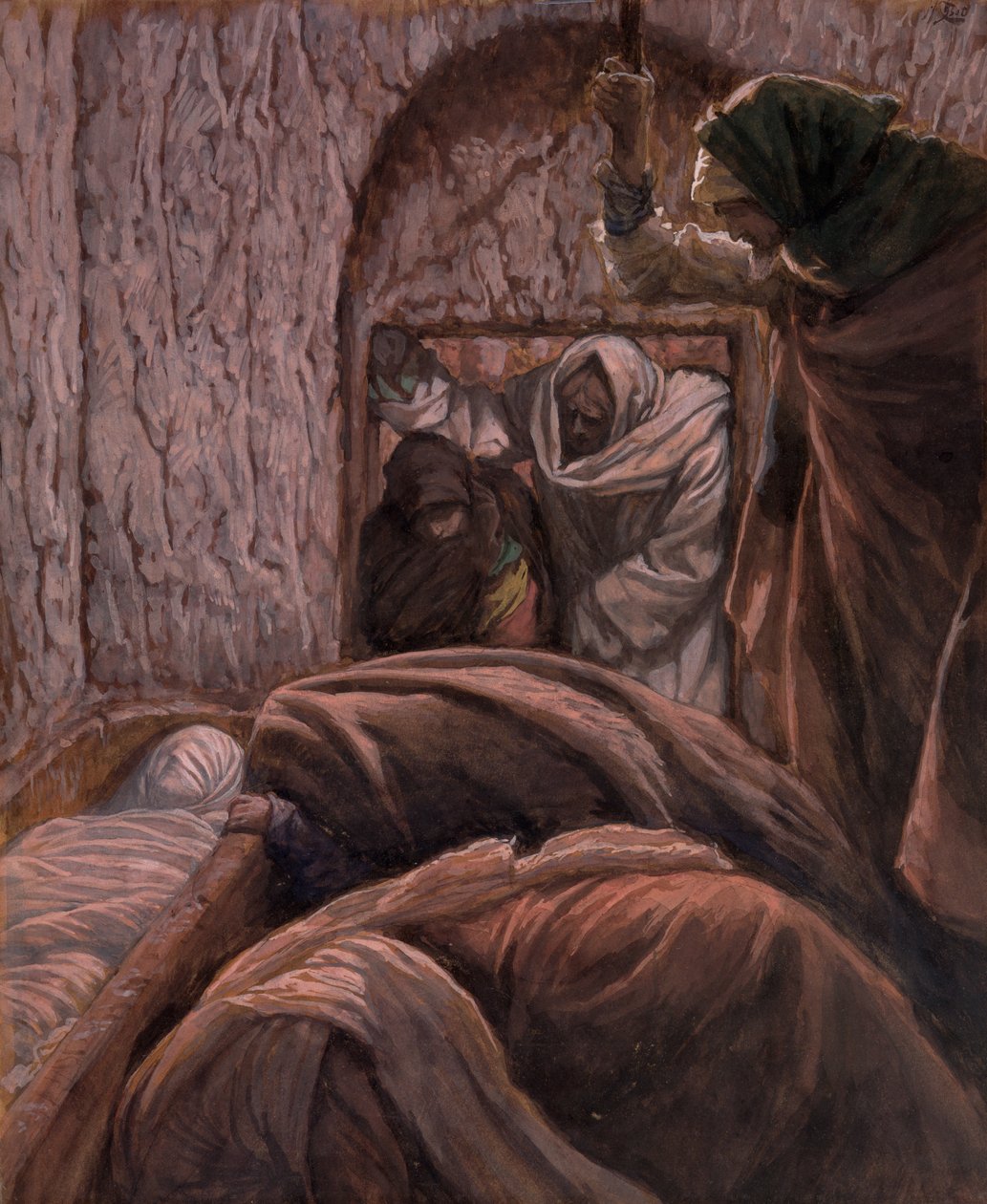 Jezus w grobie, ilustracja do Życia Chrystusa, ok. 1884-96 (toaleta i gwasz na tekturze) autorstwa James Jacques Joseph Tissot