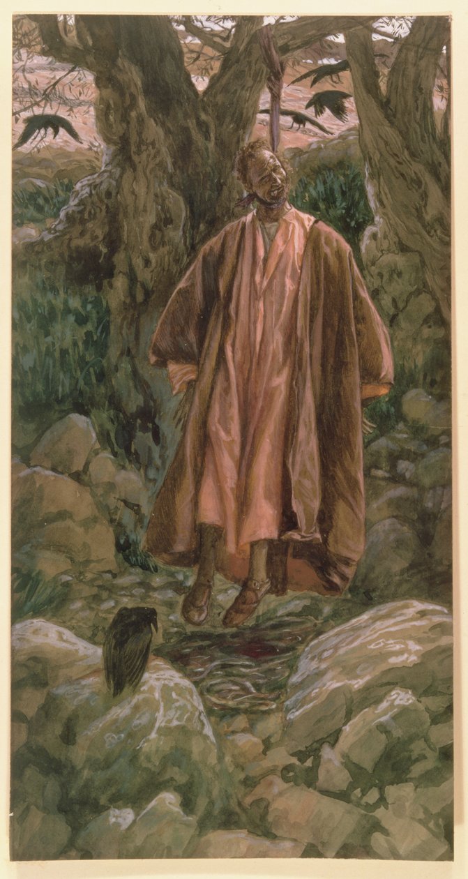 Judasz wisi sam, ilustracja do Życia Chrystusa, ok. 1886-96 (gwasz na tekturze) autorstwa James Jacques Joseph Tissot