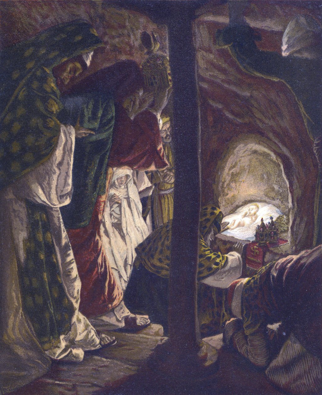 Pokłon Trzech Króli - Pokłon Trzech Króli - z „Życia naszego Pana Jezusa Chrystusa”” - 1899 James Tissot - La vie de notre seigneur Jesus Christ, Jacques Joseph (Jacques-Joseph) Tissot dit James Tissot (1836-1902) autorstwa James Jacques Joseph Tissot