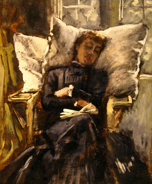 Pani Newton na krześle konserwatorium, ok. 1871 (olej na płótnie) autorstwa James Jacques Joseph Tissot