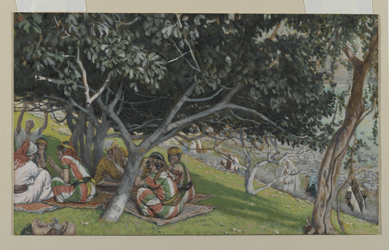 Nataniel pod drzewem figowym, ilustracja z Życia naszego Pana Jezusa Chrystusa (wc nad grafitem na papierze) autorstwa James Jacques Joseph Tissot