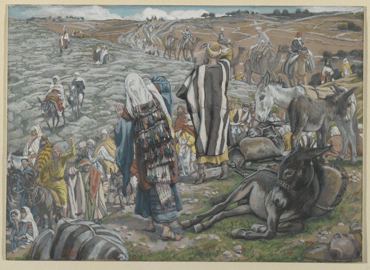 Po powrocie z Jerozolimy zauważa się, że Jezus zaginął, ilustracja z Życia naszego Pana Jezusa Chrystusa (wc nad grafitem na papierze) autorstwa James Jacques Joseph Tissot