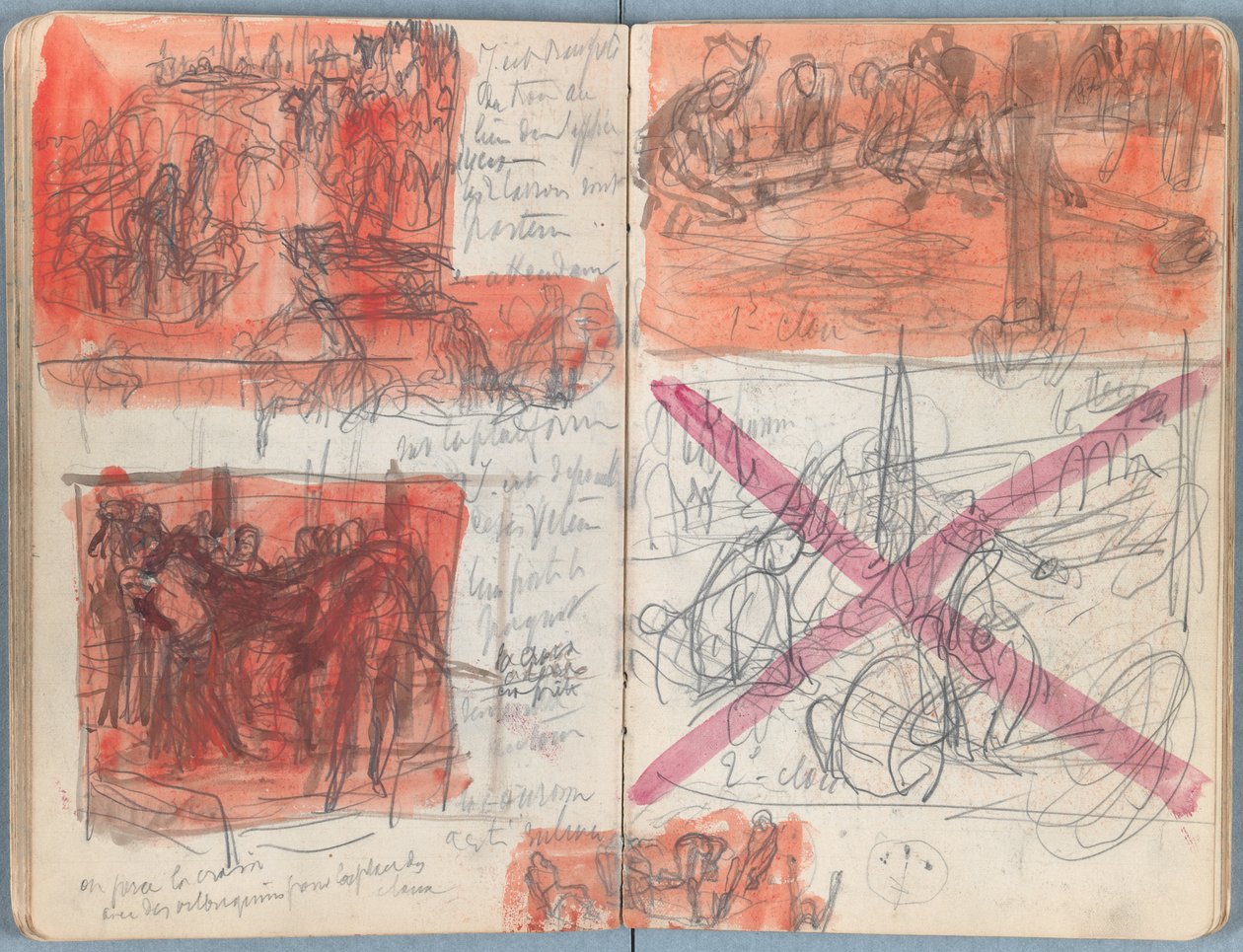 Strony z albumu Szkice do życia naszego Pana Jezusa Chrystusa, koniec lat 80. XIX wieku (grafit i pranie na papierze) autorstwa James Jacques Joseph Tissot
