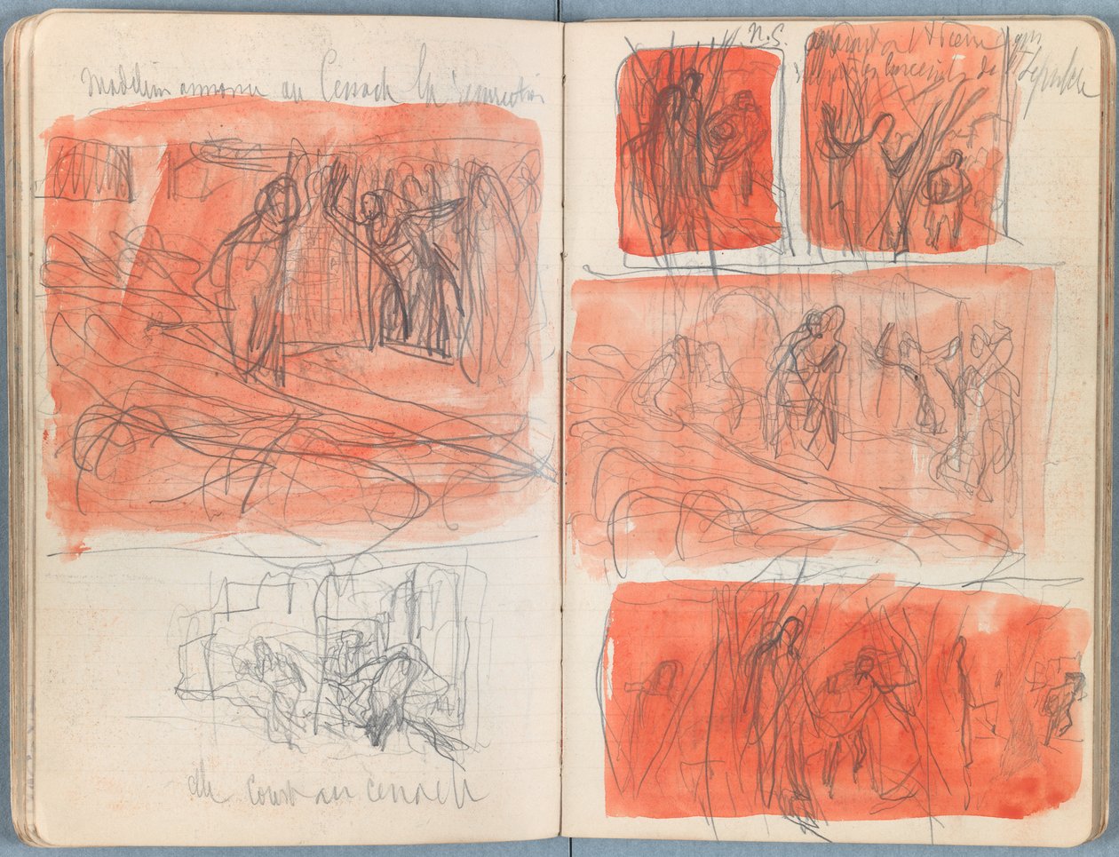 Strony z albumu Szkice do życia naszego Pana Jezusa Chrystusa, koniec lat 80. XIX wieku (grafit i pranie na papierze) autorstwa James Jacques Joseph Tissot
