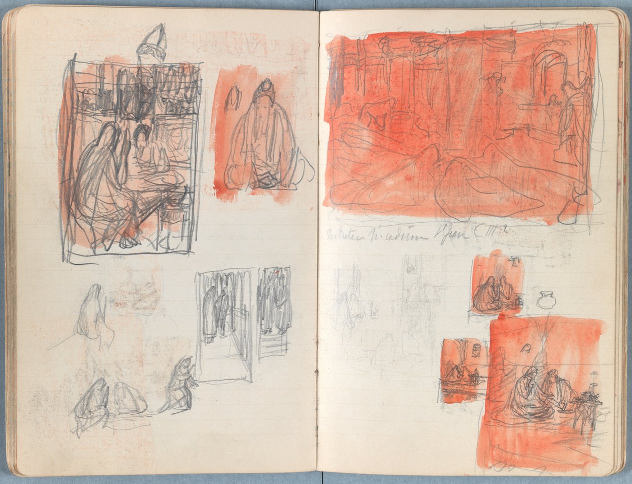Strony z albumu Szkice do życia naszego Pana Jezusa Chrystusa, koniec lat 80. XIX wieku (grafit i pranie na papierze) autorstwa James Jacques Joseph Tissot