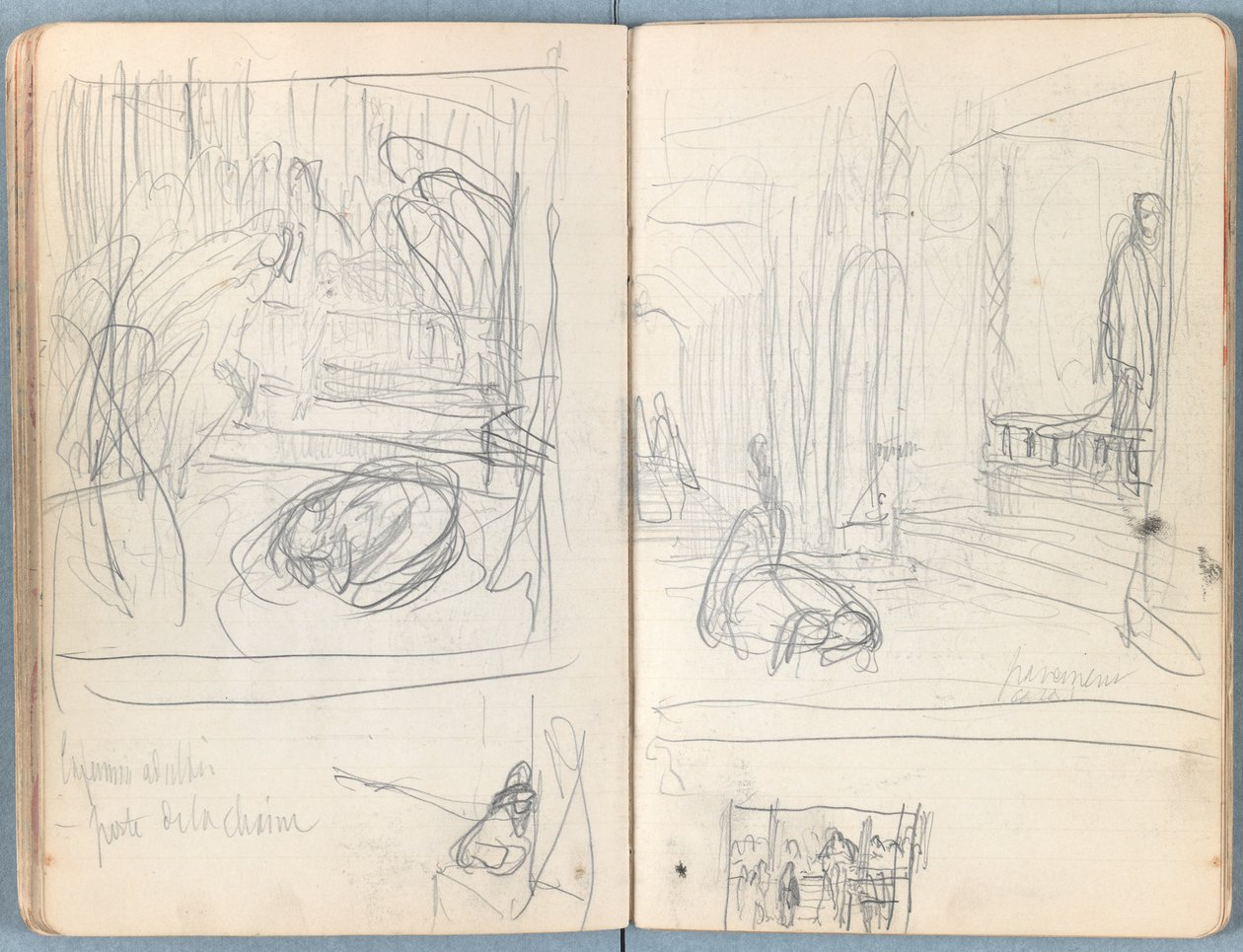 Strony z albumu Szkice do życia naszego Pana Jezusa Chrystusa, koniec lat 80. XIX wieku (grafit i pranie na papierze) autorstwa James Jacques Joseph Tissot