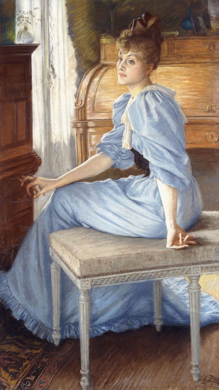 Portret Madame Henriette de Bonnieres, lata 80. XIX wieku autorstwa James Jacques Joseph Tissot