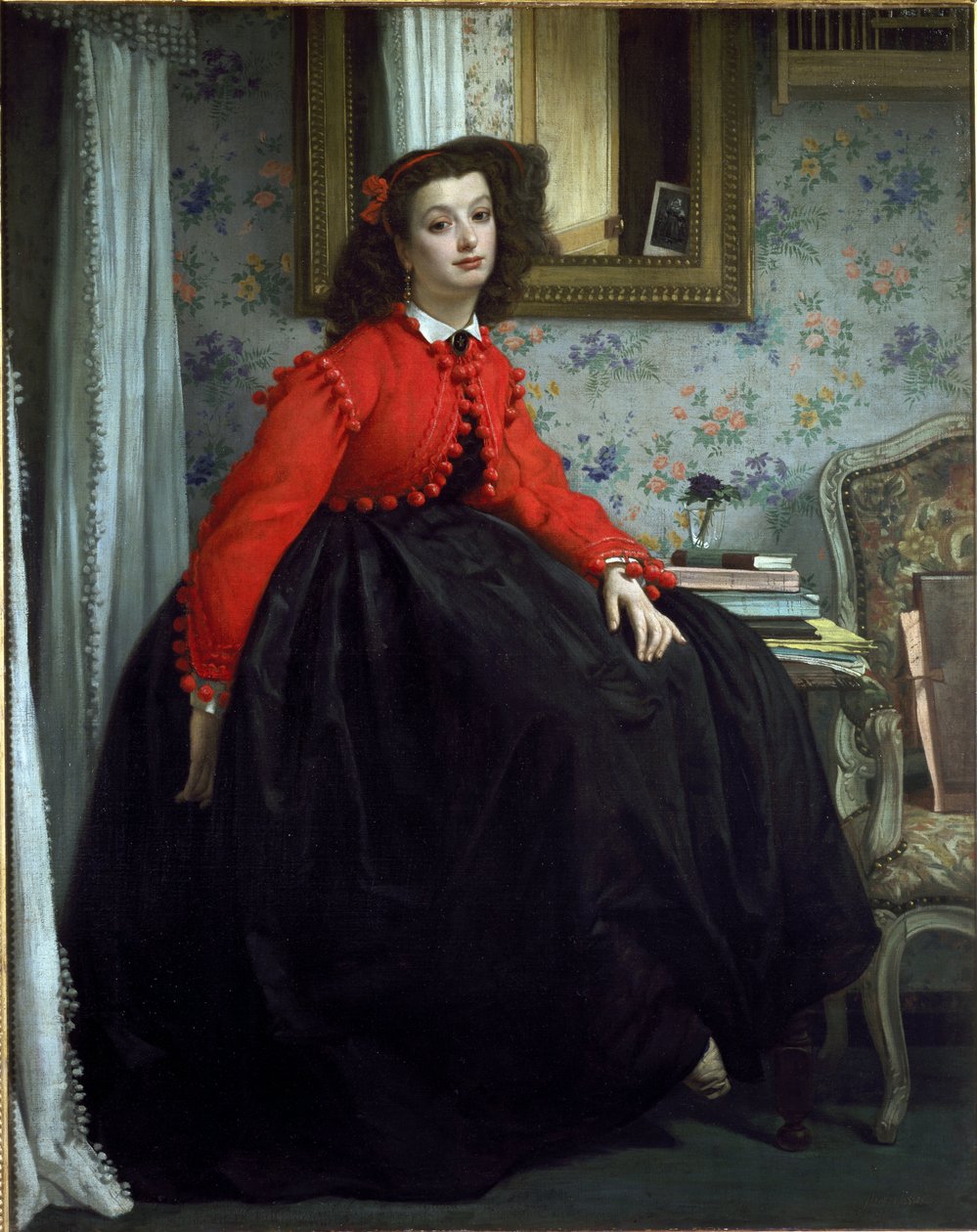 Portret panny L.L., zwanej Dziewczyna w czerwonej kamizelce - Olej na płótnie autorstwa James Jacques Joseph Tissot