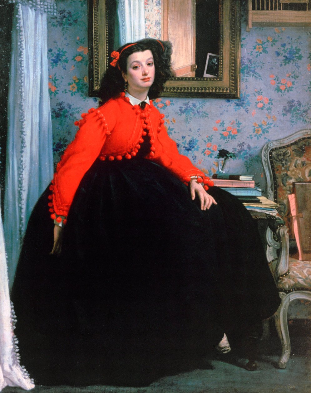 Portret Mlle L L, Młodej Damy w Czerwonej Kurtce, 1864. autorstwa James Jacques Joseph Tissot