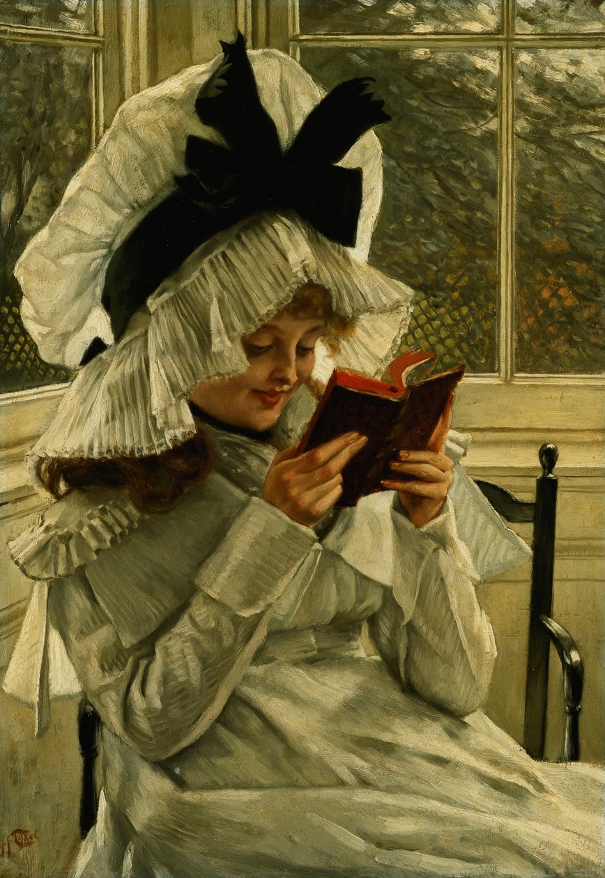 Czytanie książki, ok. 1872 r. autorstwa James Jacques Joseph Tissot