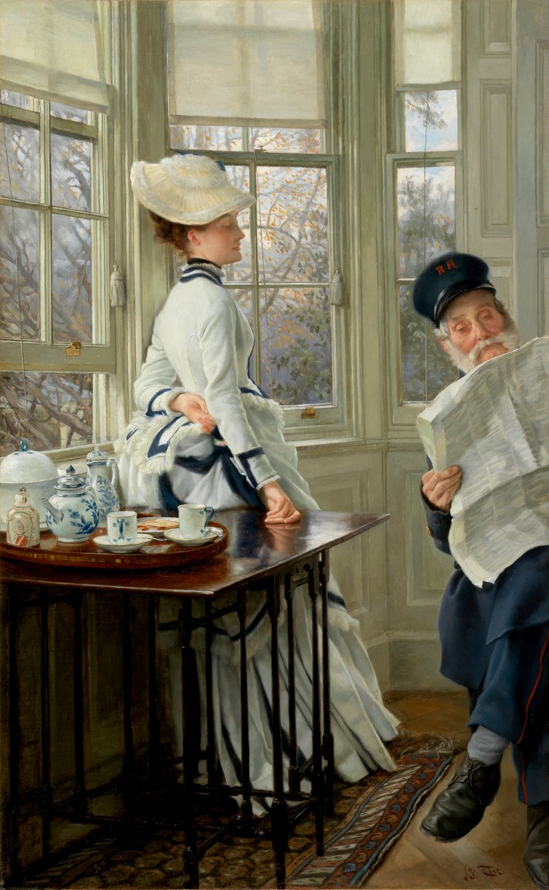 Czytanie wiadomości, 1874 autorstwa James Jacques Joseph Tissot