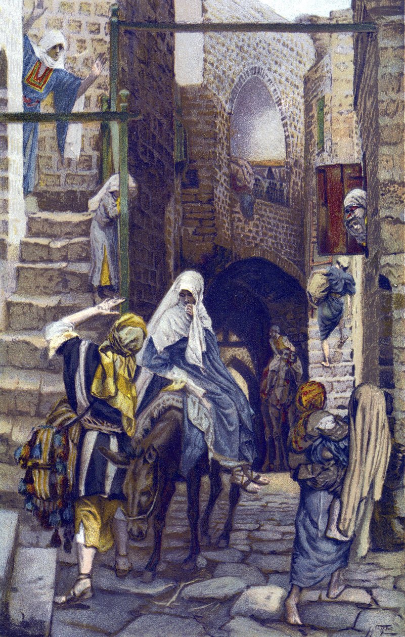 Święty Józef szuka zakwaterowania w Betlejem — Święty Józef szuka zakwaterowania w Betlejem — z „Życia naszego Pana Jezusa Chrystusa” — 1899 autorstwa Jamesa Tissota — Święty Józef szuka zakwaterowania w Betlejem — Życie naszego Pana Jezusa Chrystusa, Jacq autorstwa James Jacques Joseph Tissot