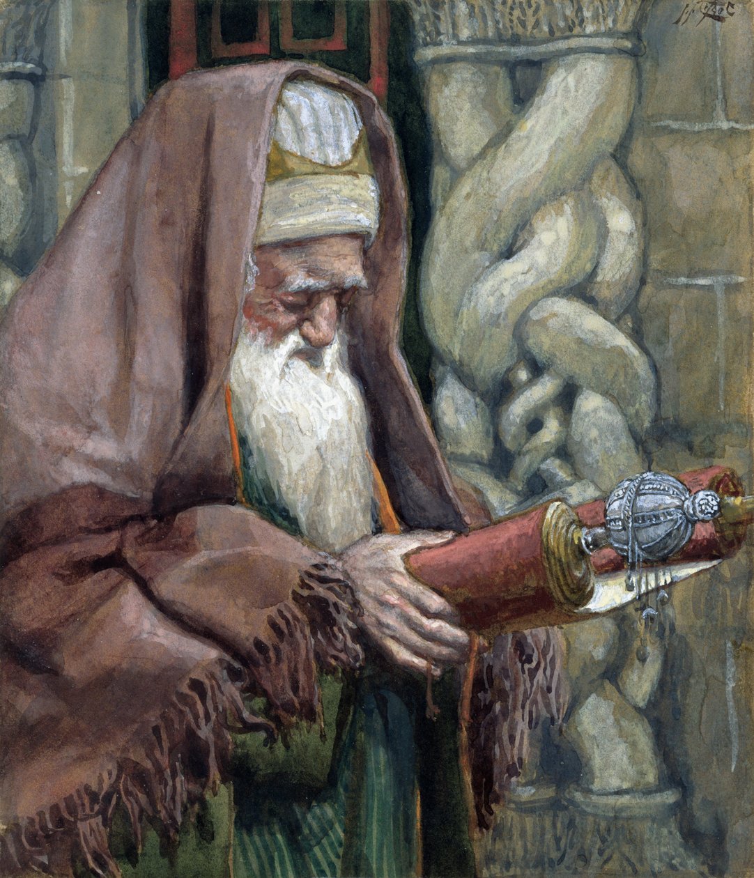 Symeon, ilustracja do Życia Chrystusa, ok. 1886-94 (toaleta i gwasz na tekturze) autorstwa James Jacques Joseph Tissot