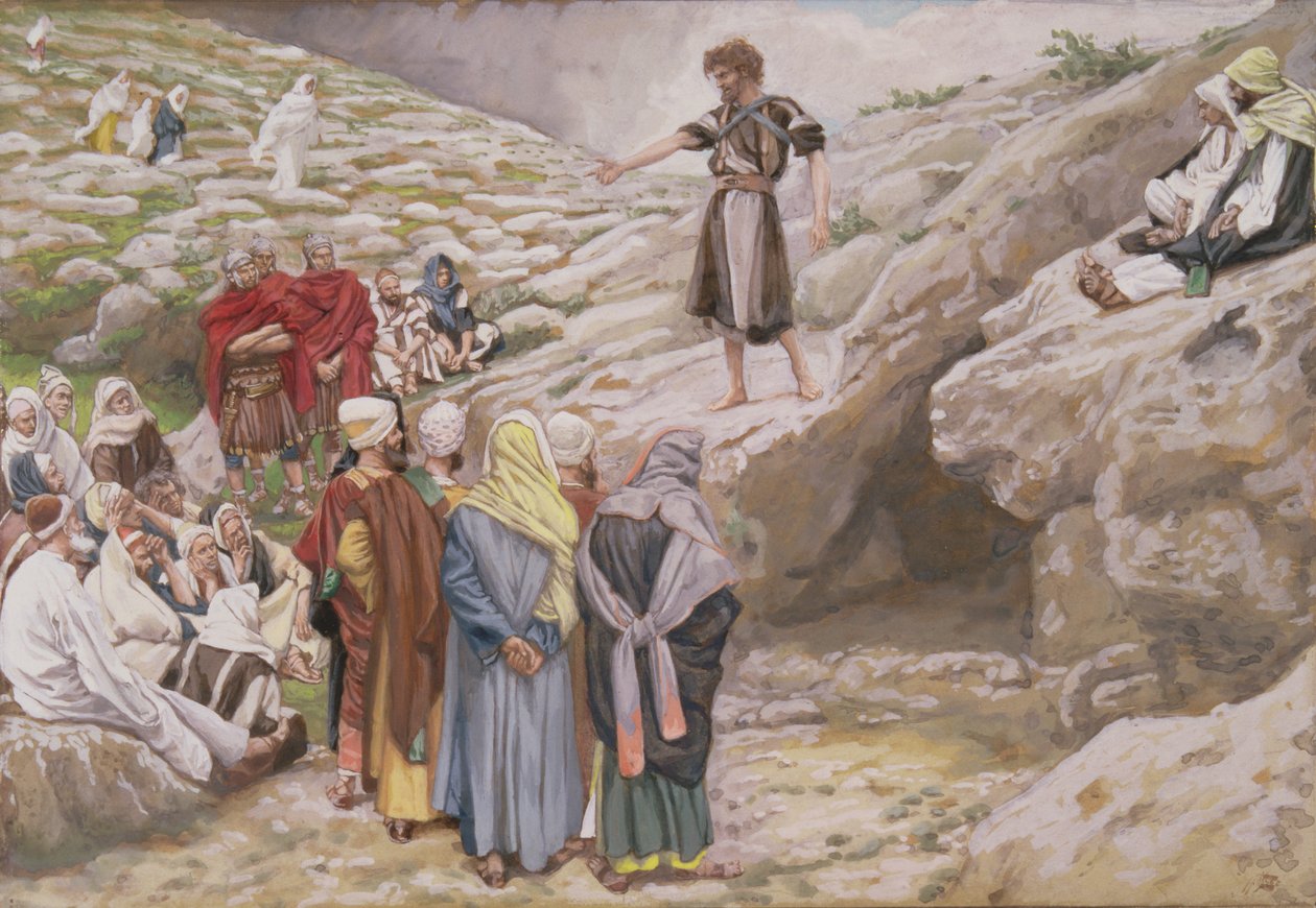 Św. Jan Chrzciciel i faryzeusze, ilustracja do Życia Chrystusa, ok. 1886-96 (gwasz na tekturze) autorstwa James Jacques Joseph Tissot