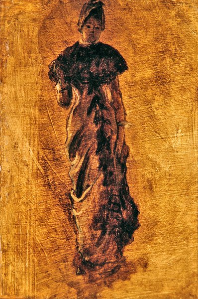 Studium dla „Goście z zagranicy w Luwrze”, ok. 1880 (olej na panelu) autorstwa James Jacques Joseph Tissot