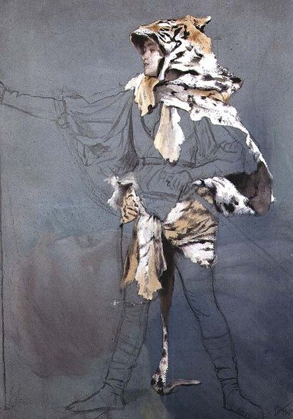 Studium do Triumfu woli: Wyzwanie (olej, akwarela i kreda) (patrz 38533) autorstwa James Jacques Joseph Tissot