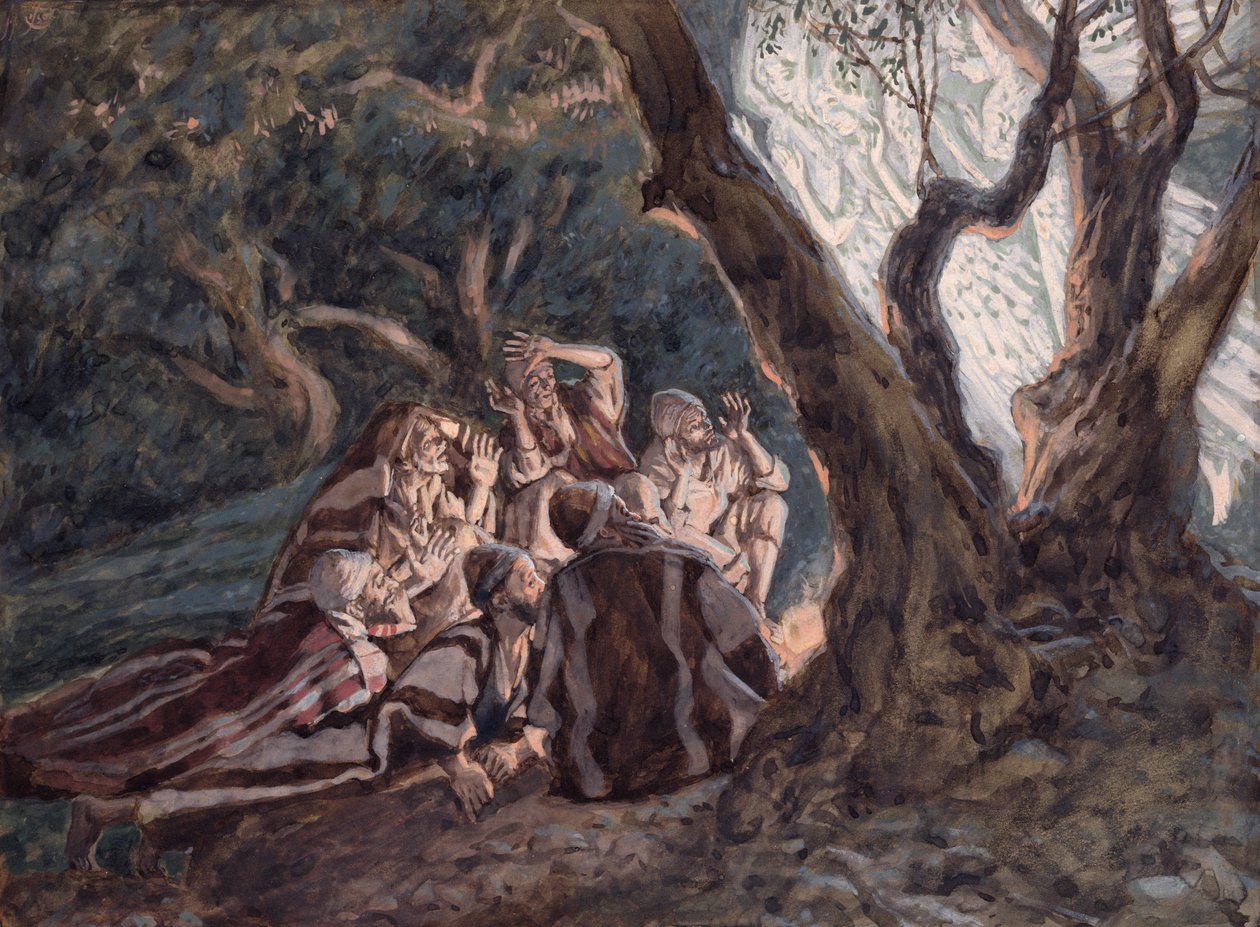 Aniołowie i pasterze, ilustracja do Życia Chrystusa, ok. 1886-94 (gwasz na tekturze) autorstwa James Jacques Joseph Tissot