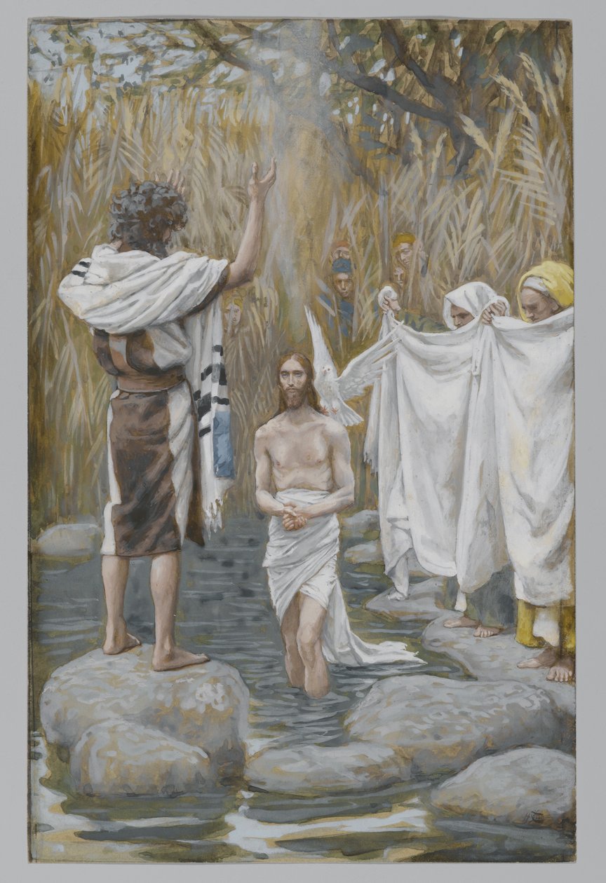Chrzest Jezusa, ilustracja z Życia naszego Pana Jezusa Chrystusa (wc nad grafitem na papierze) autorstwa James Jacques Joseph Tissot