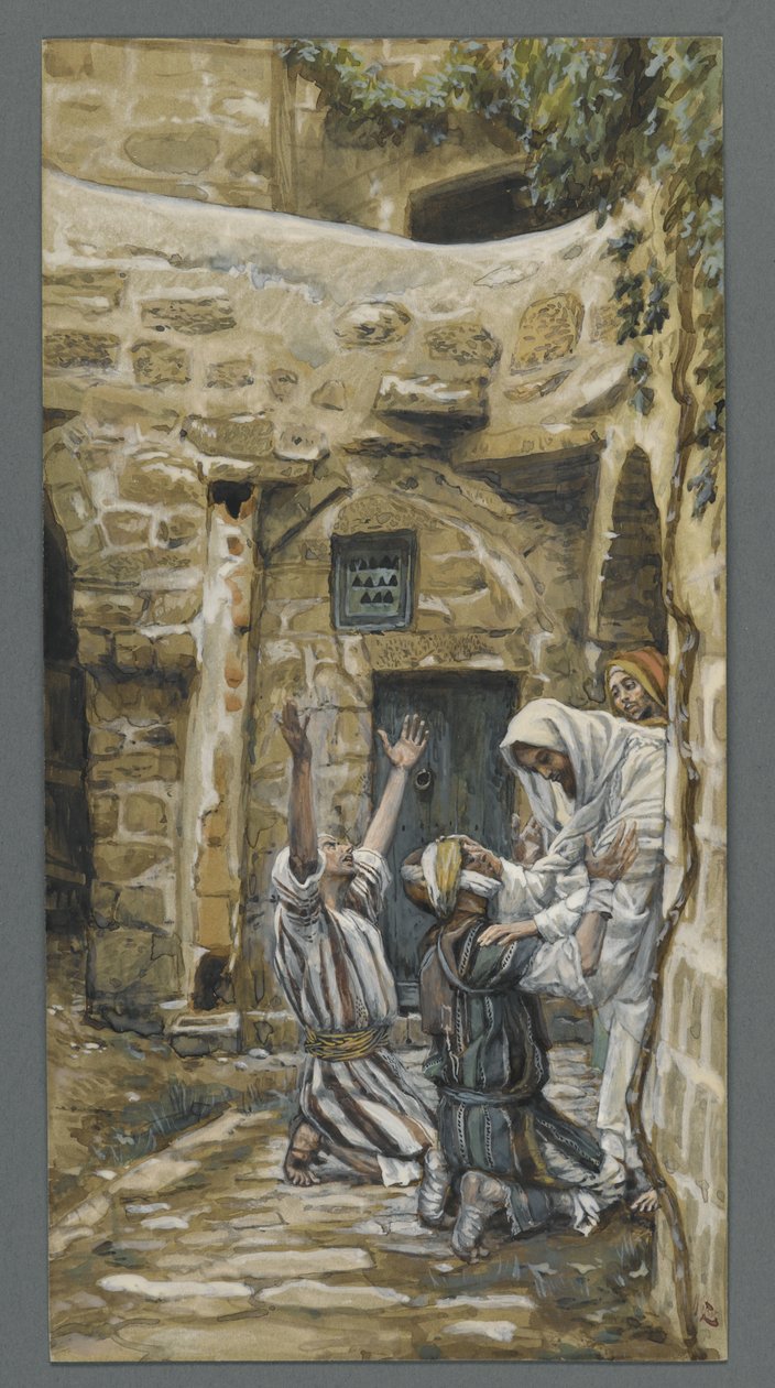 Ślepy z Kafarnaum, ilustracja z Życia Pana naszego Jezusa Chrystusa (wc nad grafitem na papierze) autorstwa James Jacques Joseph Tissot