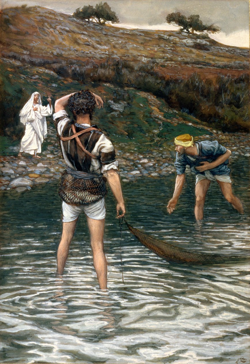 Powołanie św. Piotra i św. Andrzeja, ilustracja do Życia Chrystusa, ok. 1886-94 autorstwa James Jacques Joseph Tissot