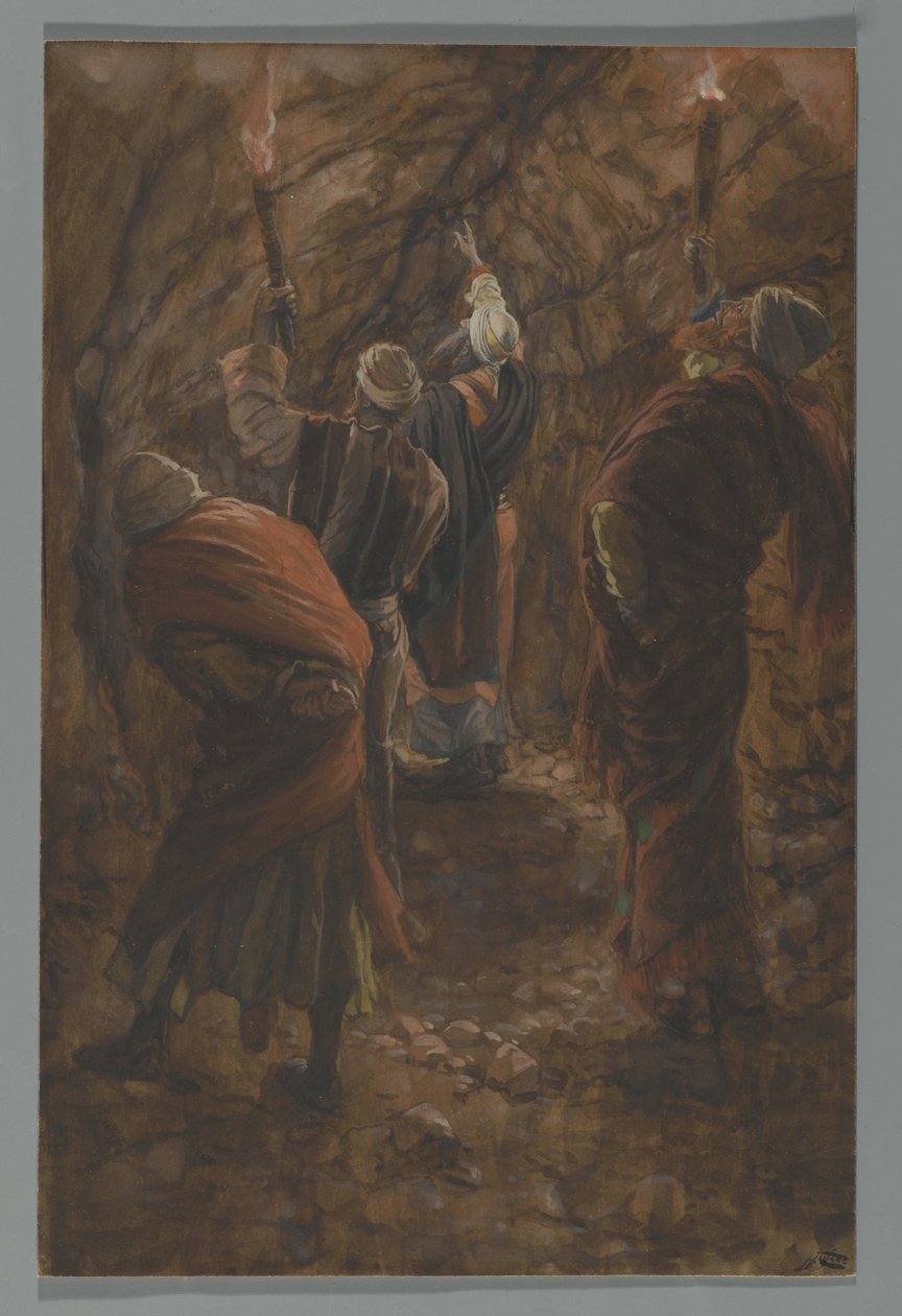 Przepaść w skale w jaskini pod Kalwarią, ilustracja z Życia naszego Pana Jezusa Chrystusa, 1886-94 (wc nad grafitem na papierze) autorstwa James Jacques Joseph Tissot
