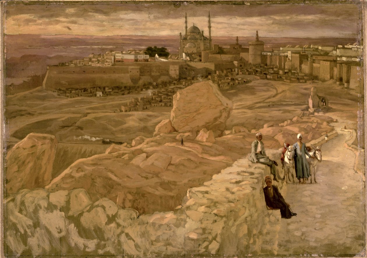 Cytadela, Kair, widziana z Mokattam patrząc na południowy wschód, ok. 1886-96 (gwasz na tekturze) autorstwa James Jacques Joseph Tissot