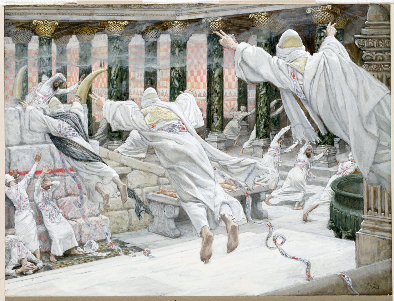 Zmarli pojawiają się w świątyni, ilustracja do Życia Chrystusa, ok. 1886-96 (gwasz na tekturze) autorstwa James Jacques Joseph Tissot