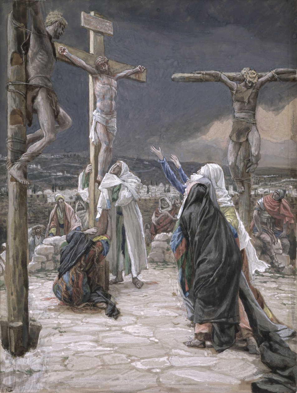 Śmierć Jezusa, ilustracja do Życia Chrystusa, ok. 1884-96 (toaleta i gwasz na tekturze) autorstwa James Jacques Joseph Tissot