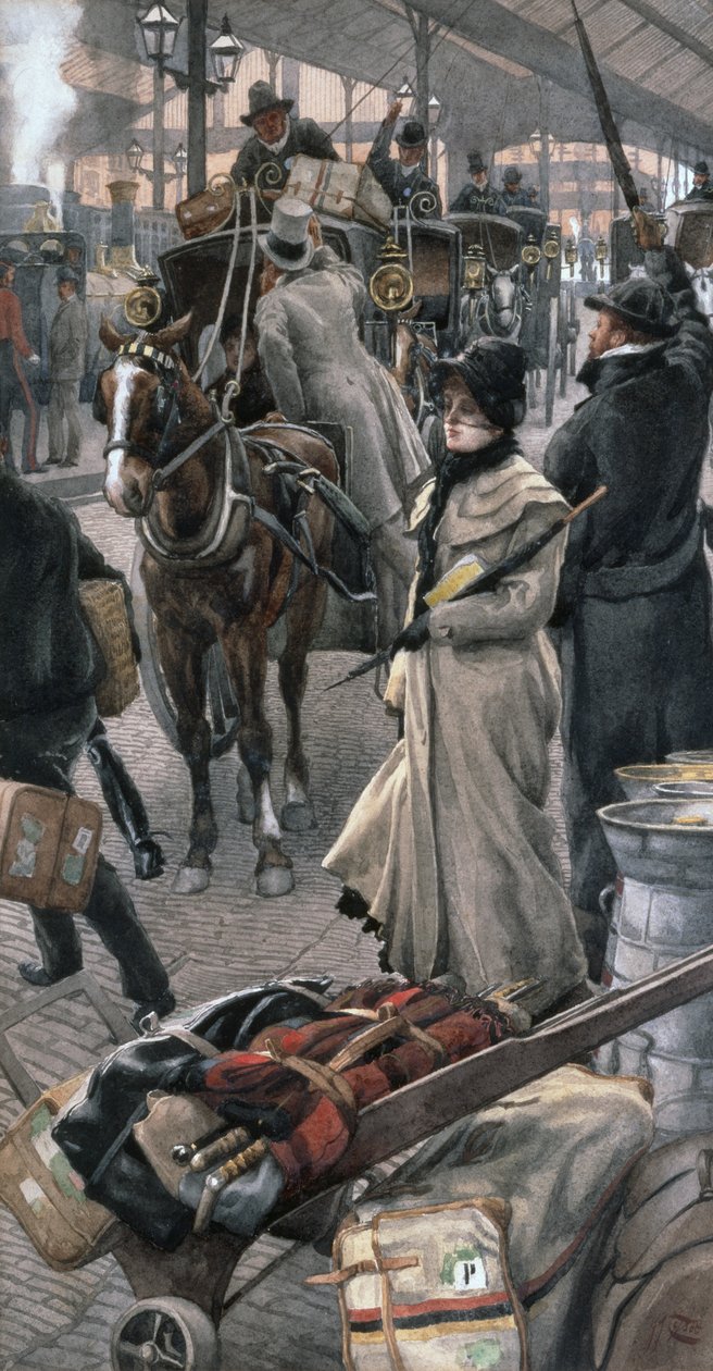 Platforma Odlotów, Stacja Victoria (ołówek i akwarela) autorstwa James Jacques Joseph Tissot