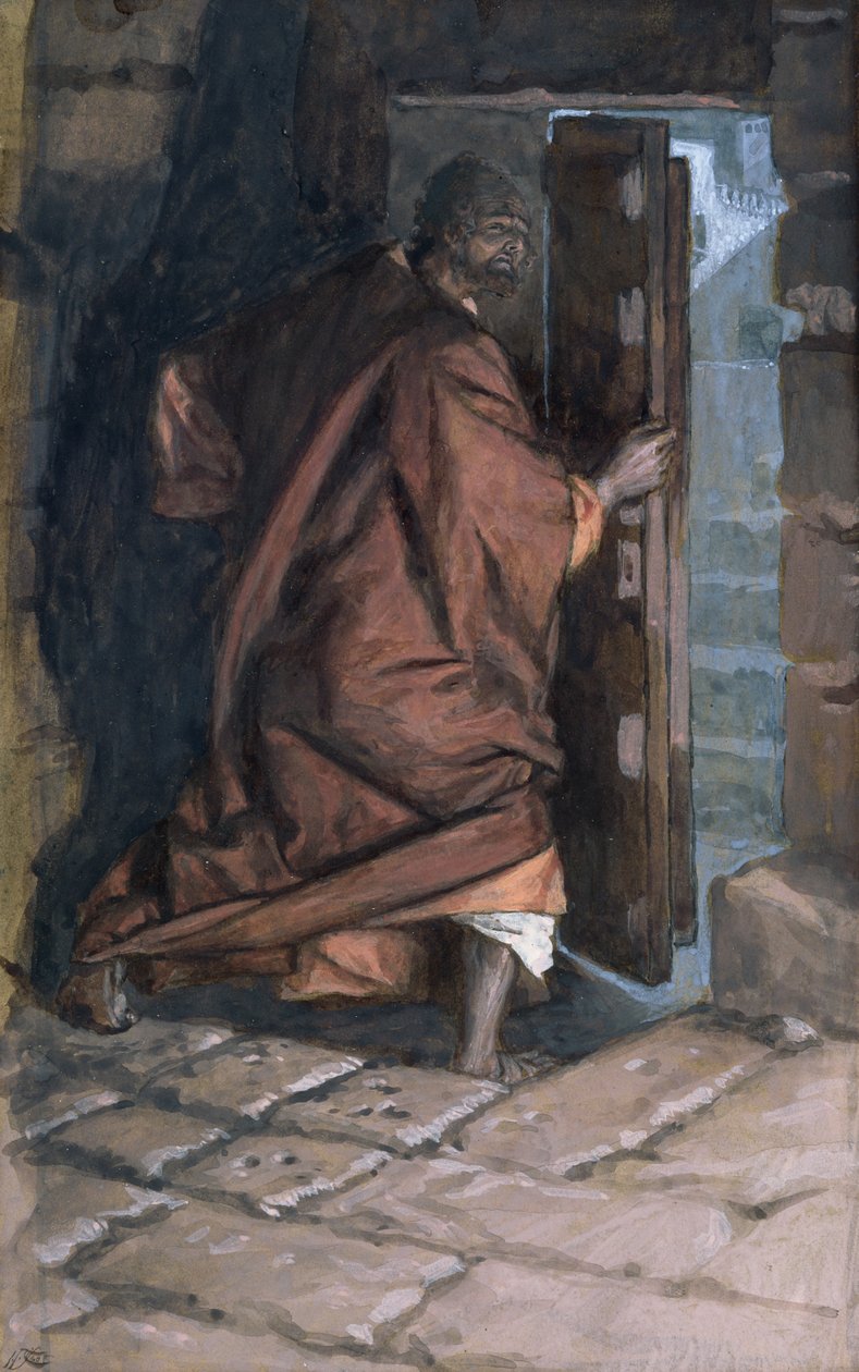 Odejście Judasza, ilustracja do Życia Chrystusa, ok. 1884-96 (toaleta i gwasz na tekturze) autorstwa James Jacques Joseph Tissot