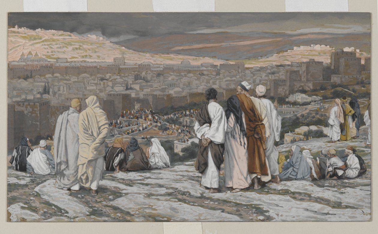Uczniowie opuścili swoją kryjówkę Czuwaj z daleka w agonii, ilustracja z Życia naszego Pana Jezusa Chrystusa, 1886-94 (wc nad grafitem na papierze) autorstwa James Jacques Joseph Tissot