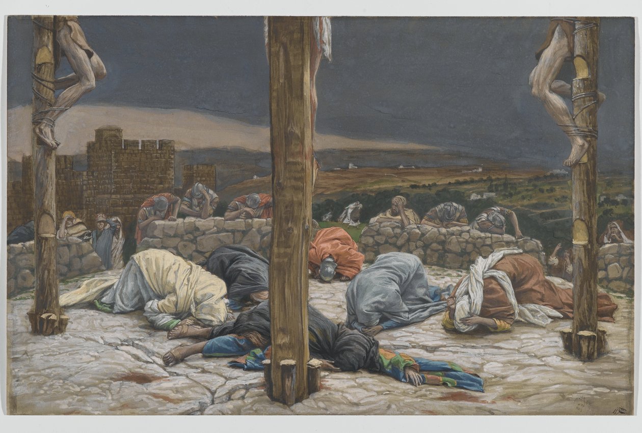 Trzęsienie ziemi, ilustracja z Życia naszego Pana Jezusa Chrystusa, 1886-94 (wc nad grafitem na papierze) autorstwa James Jacques Joseph Tissot