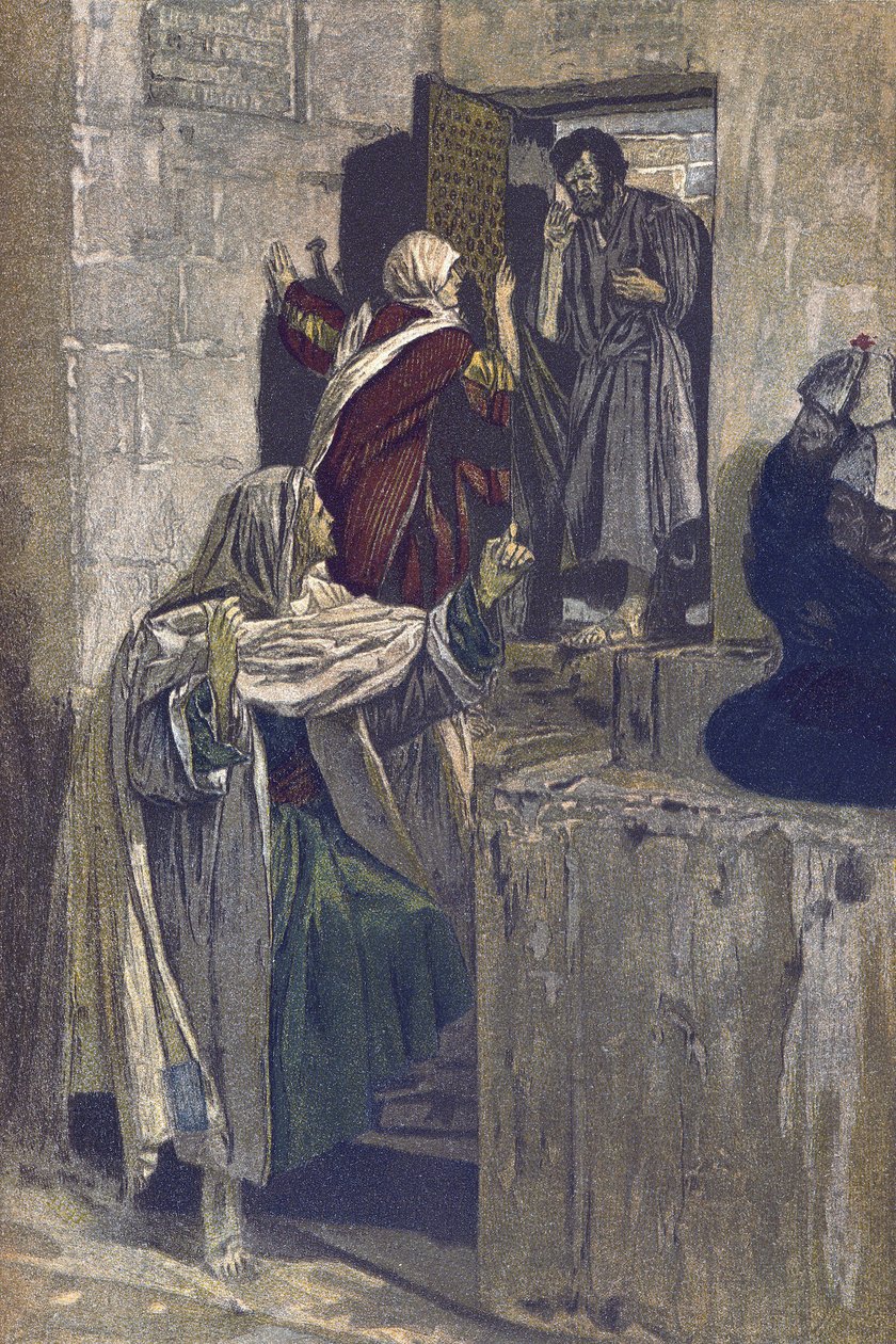 Pierwsze zaparcie się św. Piotra - Pierwsze zaparcie się św. Piotra - z „Życia naszego Pana Jezusa Chrystusa”” - 1899 James Tissot - La vie de notre seigneur Jesus Christ, Jacques Joseph (Jacques Joseph) Tissot dit James Tissot (1836-1902) autorstwa James Jacques Joseph Tissot