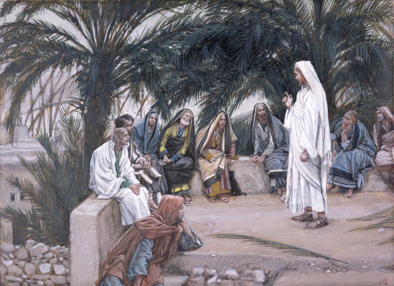Pierwszy będzie ostatnim, ilustracja do Życia Chrystusa, ok. 1886-94 (toaleta i gwasz na tekturze) autorstwa James Jacques Joseph Tissot