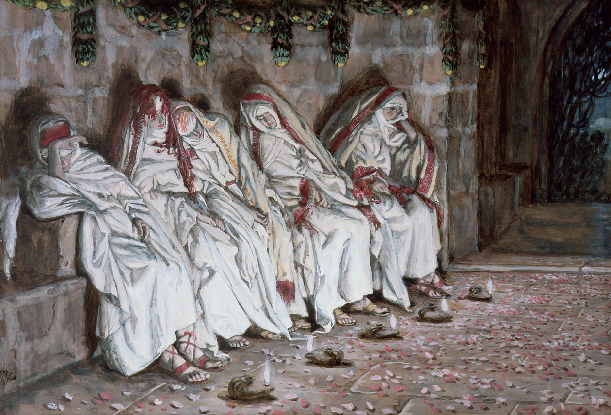 Głupie dziewice, ilustracja do Życia Chrystusa, ok. 1886-94 (toaleta i gwasz na tekturze) autorstwa James Jacques Joseph Tissot