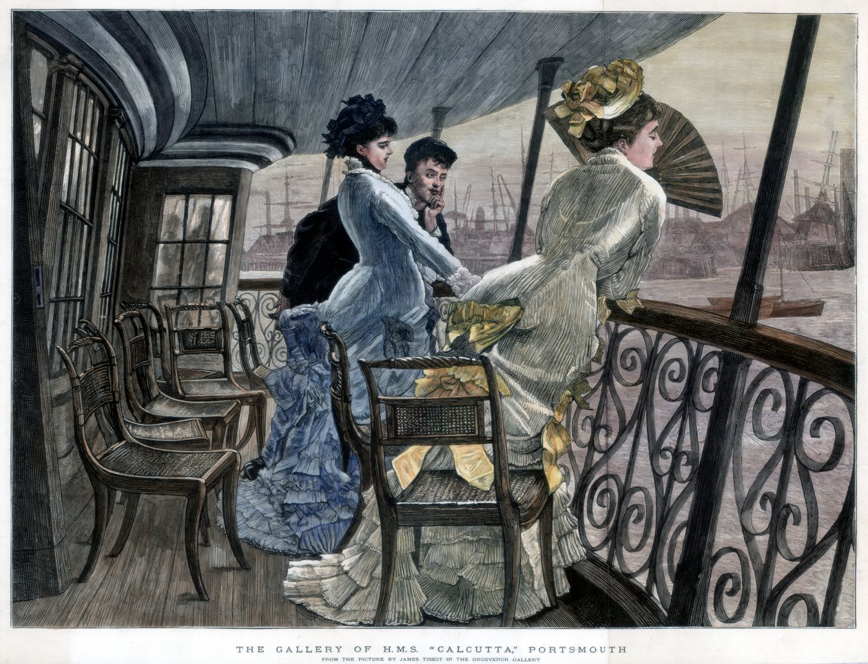 Galeria H M S Calcutta, Portsmouth, ok. 1850-1900. autorstwa James Jacques Joseph Tissot