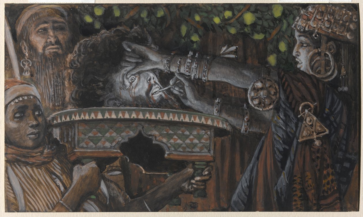 Głowa św. Jana Chrzciciela, ilustracja do Życia Chrystusa, ok. 1886-94 (toaleta i gwasz na tekturze) autorstwa James Jacques Joseph Tissot