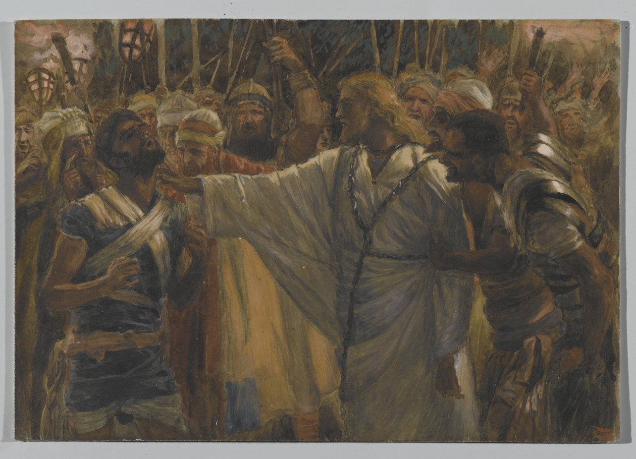 Uzdrowienie Malchusa, ilustracja z Życia naszego Pana Jezusa Chrystusa, 1886-94 (wc nad grafitem na papierze) autorstwa James Jacques Joseph Tissot