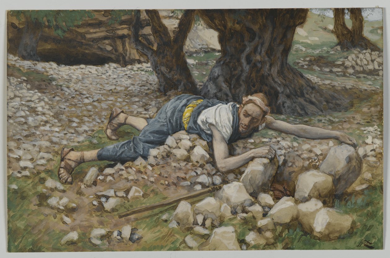 Ukryty skarb, ilustracja z Życia naszego Pana Jezusa Chrystusa (wc nad grafitem na papierze) autorstwa James Jacques Joseph Tissot
