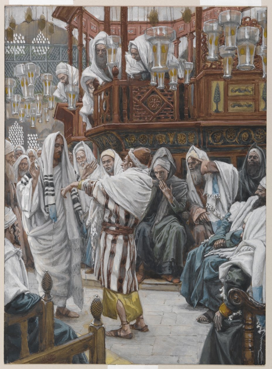 Człowiek z uschłą ręką, ilustracja z Życia Pana naszego Jezusa Chrystusa (wc nad grafitem na papierze) autorstwa James Jacques Joseph Tissot