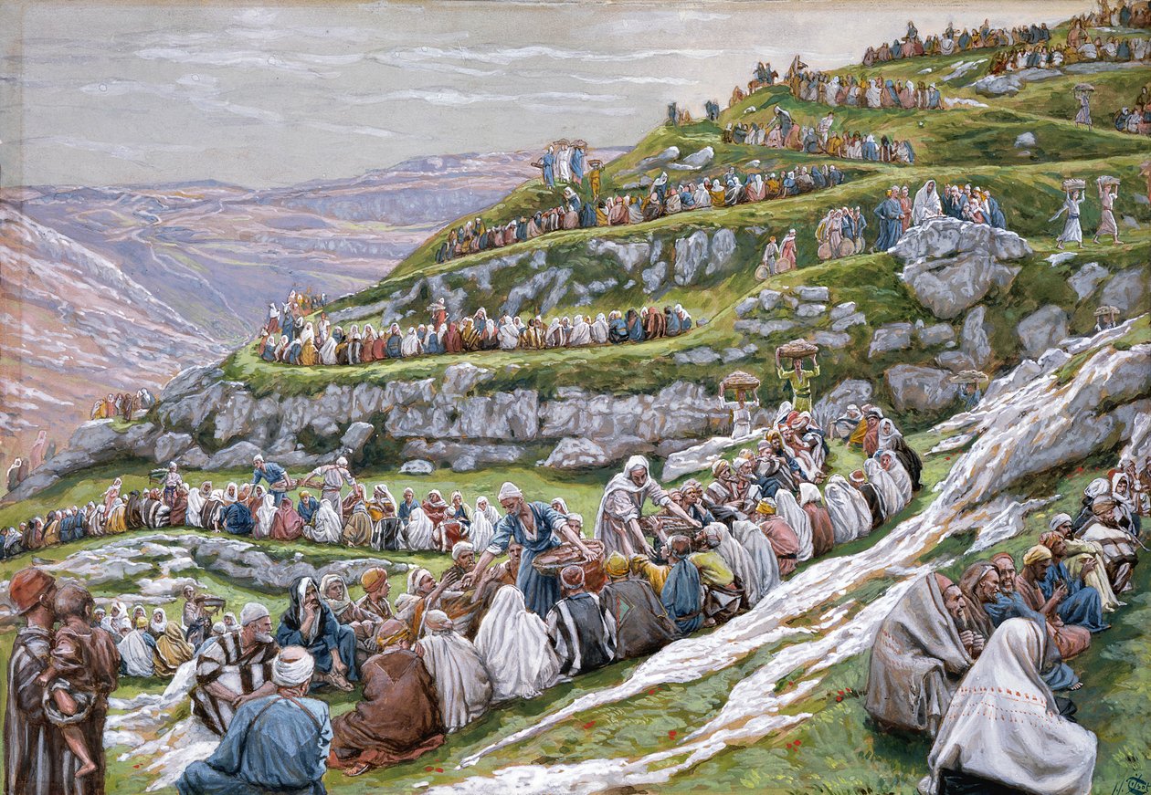 Cud chleba i ryb, ilustracja do Życia Chrystusa, ok. 1886-94 (toaleta i gwasz na tekturze) autorstwa James Jacques Joseph Tissot