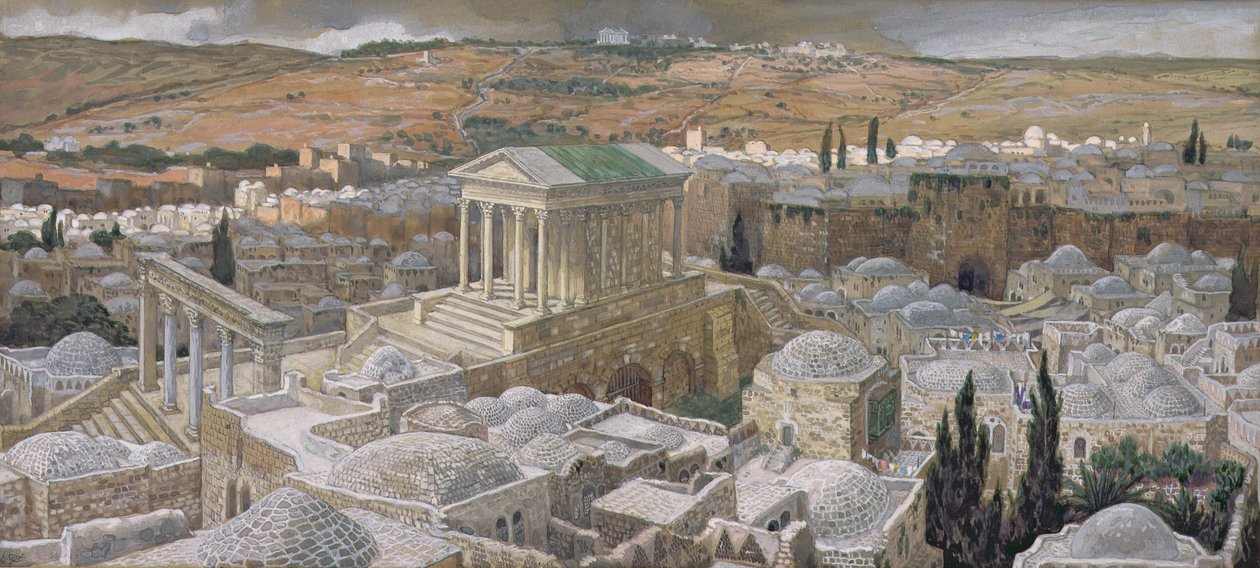 Świątynia pogańska zbudowana przez Hadriana na miejscu Kalwarii, ilustracja do Życia Chrystusa, ok. 1886-94 (toaleta i gwasz na tekturze) autorstwa James Jacques Joseph Tissot