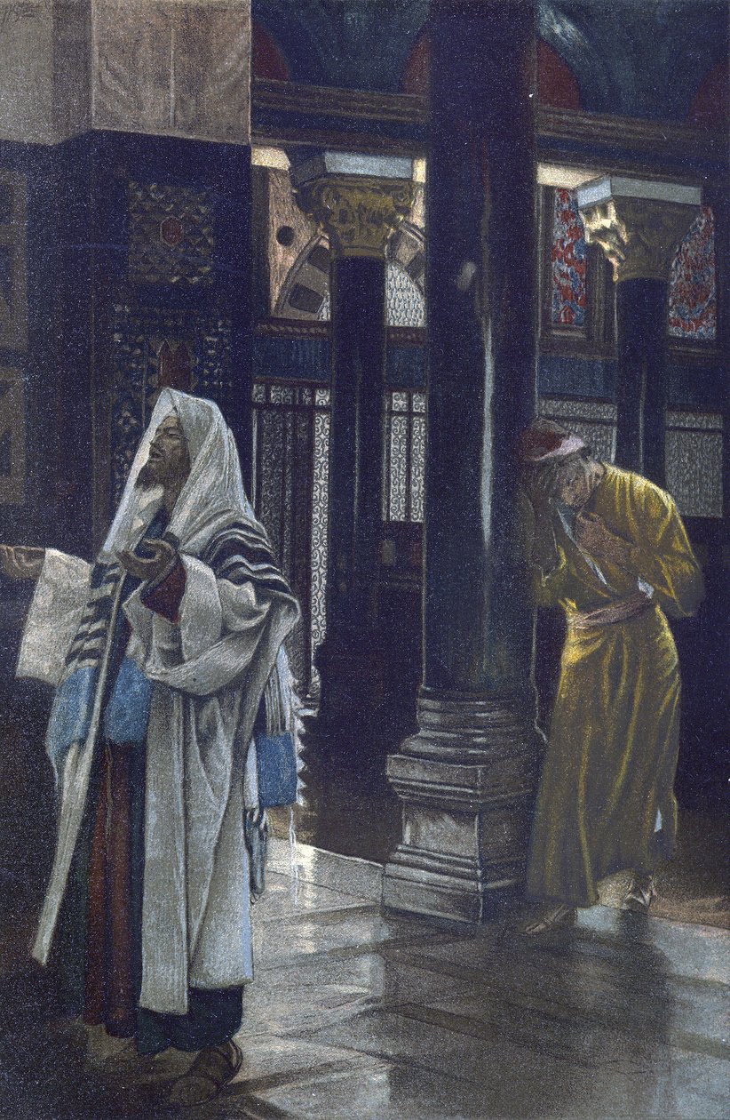 Faryzeusz i celnik - Faryzeusz i celnik - z „Życia naszego Pana Jezusa Chrystusa”” - 1899 James Tissot - La vie de notre seigneur Jesus Christ, Jacques Joseph (Jacques Joseph) Tissot dit James Tissot ( 1836-1902) autorstwa James Jacques Joseph Tissot