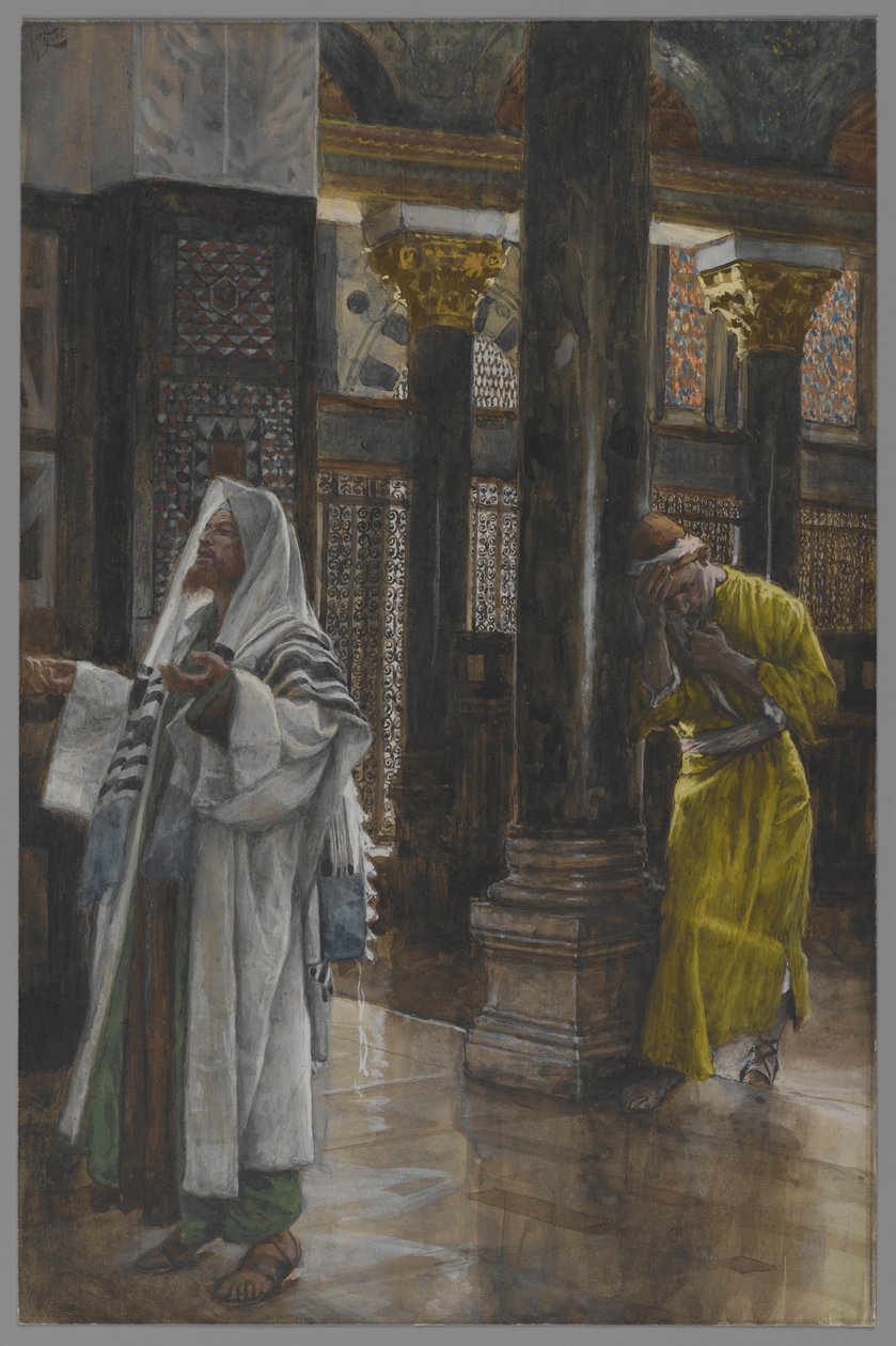 Faryzeusz i celnik, ilustracja z Życia naszego Pana Jezusa Chrystusa, 1886-94 (wc nad grafitem na papierze) autorstwa James Jacques Joseph Tissot