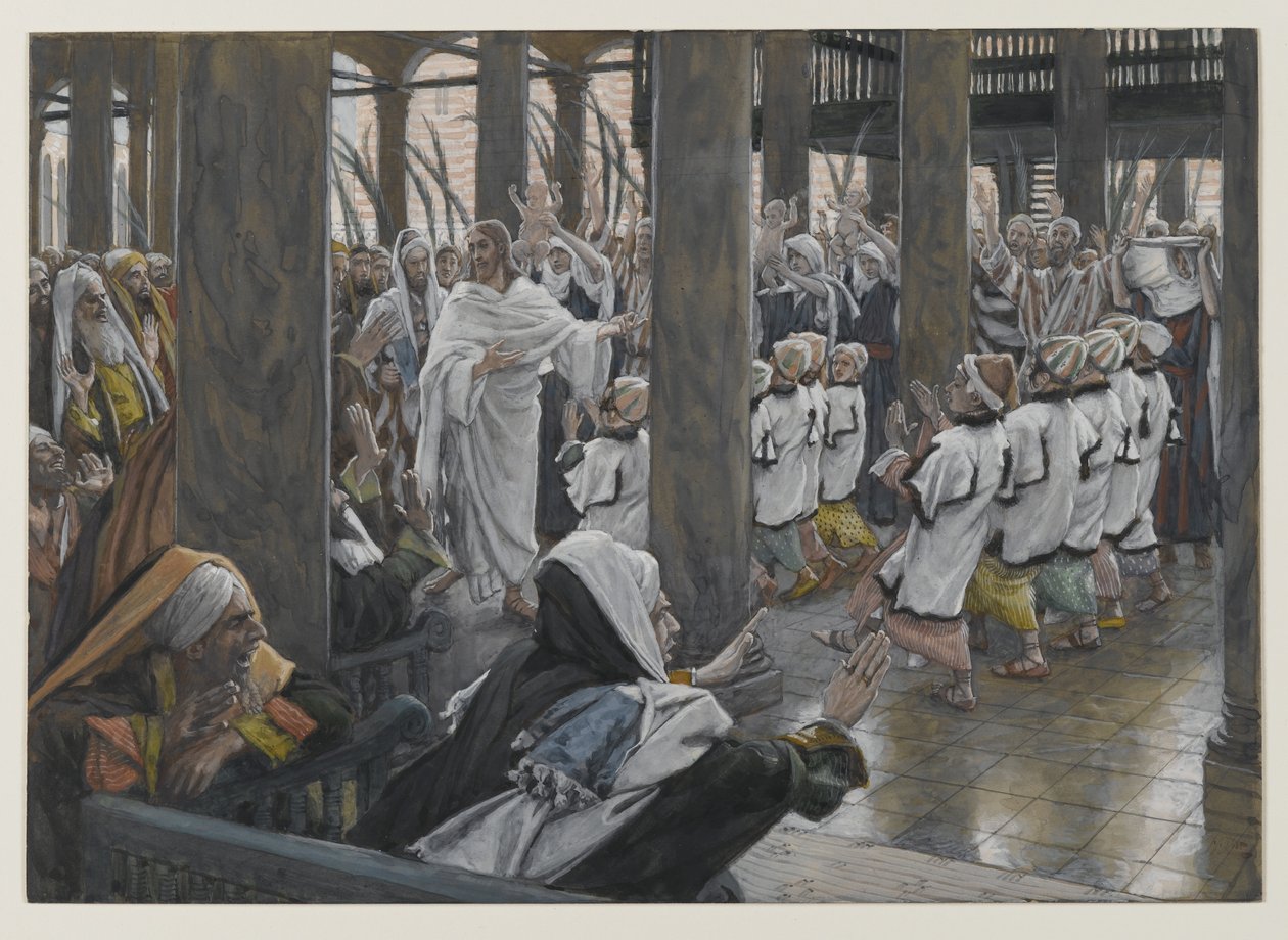 Procesja w świątyni, ilustracja z Życia naszego Pana Jezusa Chrystusa, 1886-94 (wc nad grafitem na papierze) autorstwa James Jacques Joseph Tissot