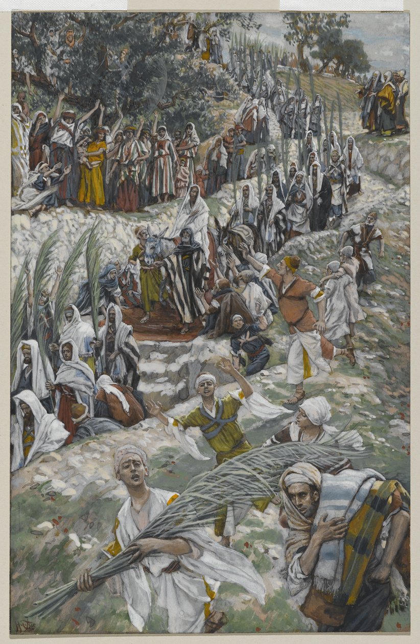 Procesja na Górze Oliwnej, ilustracja z Życia Pana naszego Jezusa Chrystusa, 1886-94 (wc nad grafitem na papierze) autorstwa James Jacques Joseph Tissot